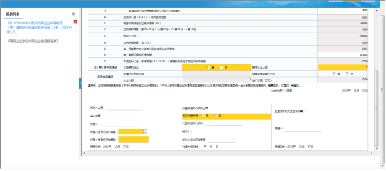 填寫申報表數(shù)據(jù)