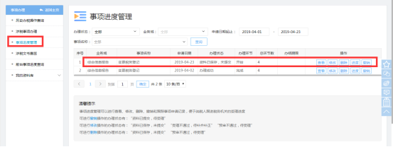 在【事項(xiàng)進(jìn)度管理】下查詢所申請(qǐng)文書(shū)事項(xiàng)的進(jìn)度
