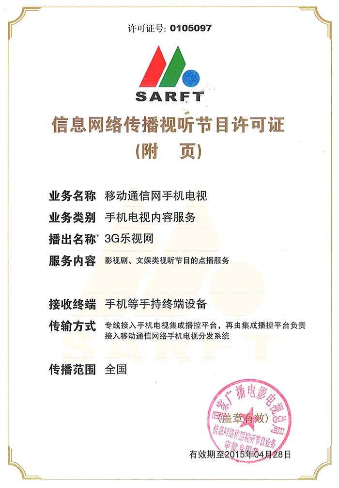信息網(wǎng)絡(luò)傳播視聽節(jié)目許可證