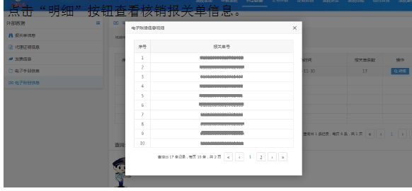查看核銷報關單信息
