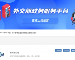 中國外交部網上辦事大廳入口